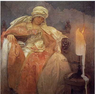 Woman with a Burning Candle by Alphonse Mucha